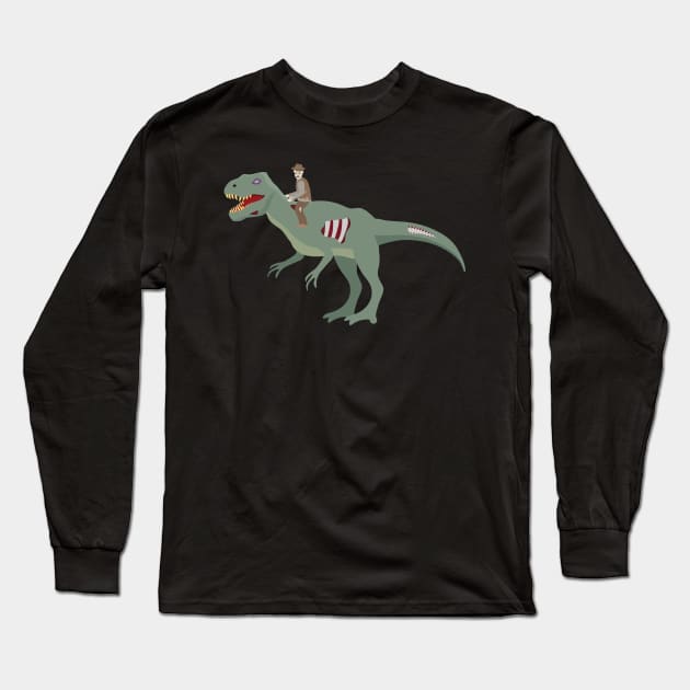 Halloween Zombie Paleontologist riding Zombie Dinosaur Long Sleeve T-Shirt by holidaystore